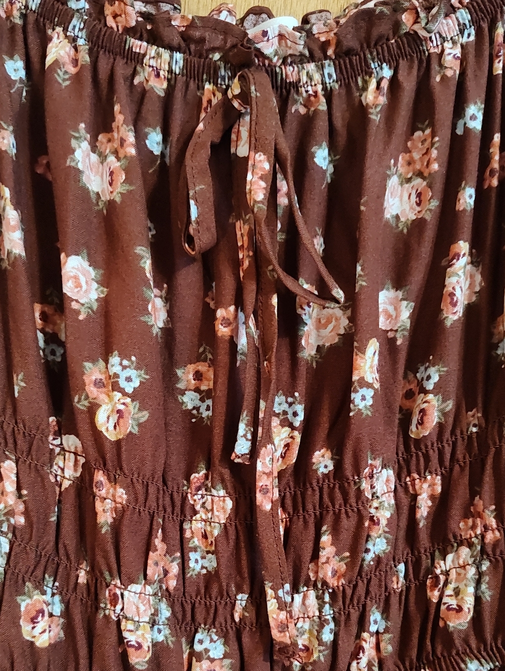 Celebrity Pink Puff Sleeve Babydoll Dress Vintage Bloom Brown Coral Smocked Med - Picture 4 of 15